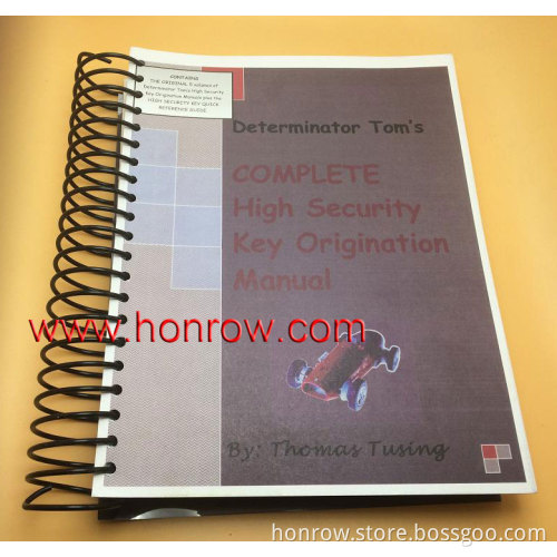 Determinator Security key origination manuals plus the high security key quick reference Guide (The instruction of the car lock
